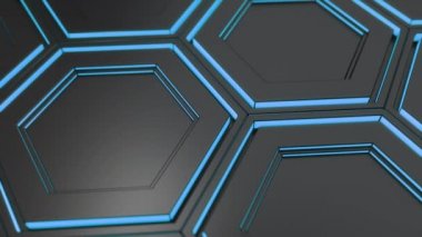 Soyut teknolojik arka plan parlayan altıgenler yaptı. Altıgen yanarak bahislerin doğru duvarına. 3D render illüstrasyon