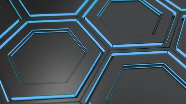 Abstrakt Teknisk Bakgrund Glödande Hexagoner Väggen Hexagoner Render Illustration — Stockvideo