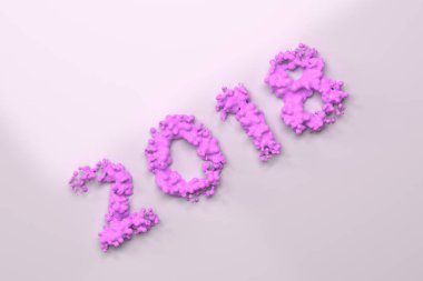 Sıvı Menekşe 2018 numarası ile beyaz arka plan üzerinde damla