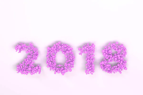 2018 number from violet balls on white background — Stock Photo, Image