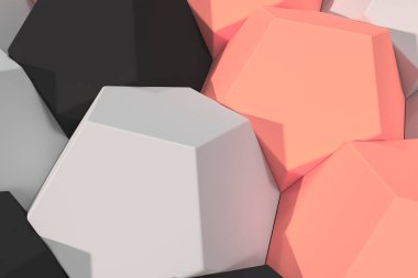 Beyaz, kırmızı ve siyah altıgen öğelerin desen