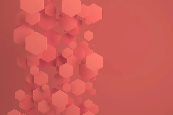 Red hexagons of random size on red background — Stock Photo, Image