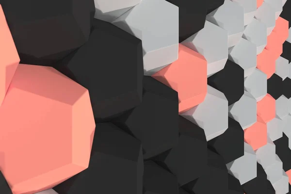 Padrão de elementos hexagonais brancos, vermelhos e pretos — Fotografia de Stock