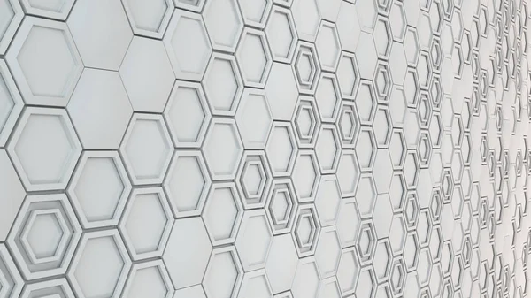 Abstrato 3d fundo feito de branco hexágonos — Fotografia de Stock