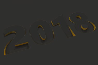 siyah yüzeyi sarı taraf ile 2018 numara kısma