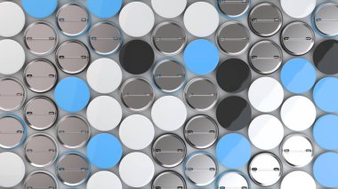 Beyaz zemin üzerine boş siyah, beyaz ve mavi rozetleri