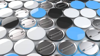 Beyaz zemin üzerine boş siyah, beyaz ve mavi rozetleri