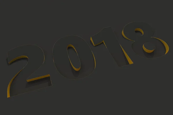 2018 номер барельєфу на чорній поверхні з жовтими сторонами — стокове фото