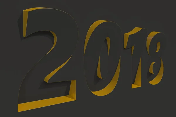 2018 номер барельєфу на чорній поверхні з жовтими сторонами — стокове фото