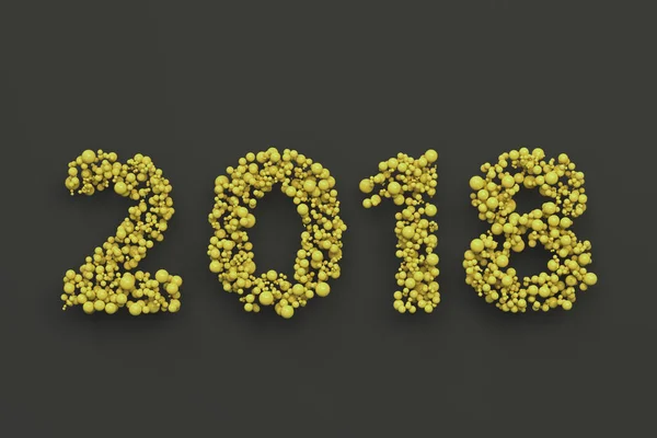 2018 Zahl aus gelben Kugeln auf schwarzem Hintergrund — Stockfoto