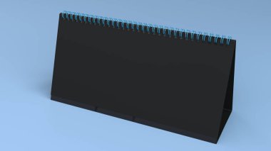 Siyah tablo takvim mock-up mavi yüzeyi