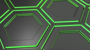Soyut teknolojik arka plan parlayan altıgenler yaptı. Altıgen yanarak bahislerin doğru duvarına. 3D render illüstrasyon