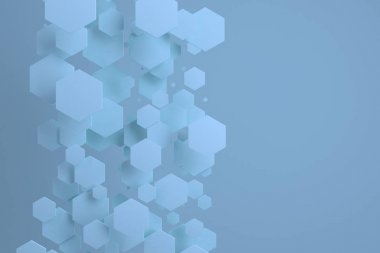 Rastgele büyüklükteki mavi zemin üzerine mavi altıgenler