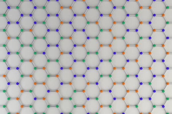 Графеновая атомная структура на белом фоне
