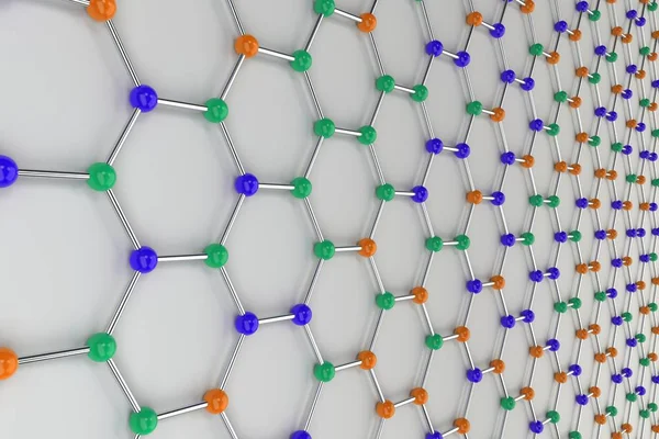 Estrutura atômica do grafeno sobre fundo branco — Fotografia de Stock