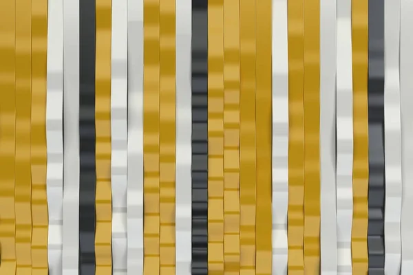 Abstract 3D rendering of black, white and yellow sine waves