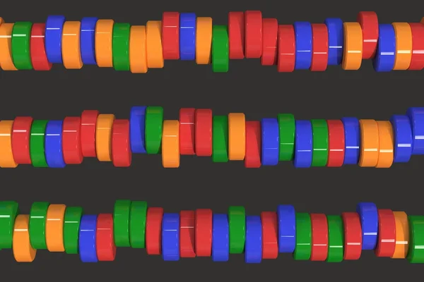 Wzór, niebieski, czerwony i zielony cylinder tabletek na backgro czarny — Zdjęcie stockowe