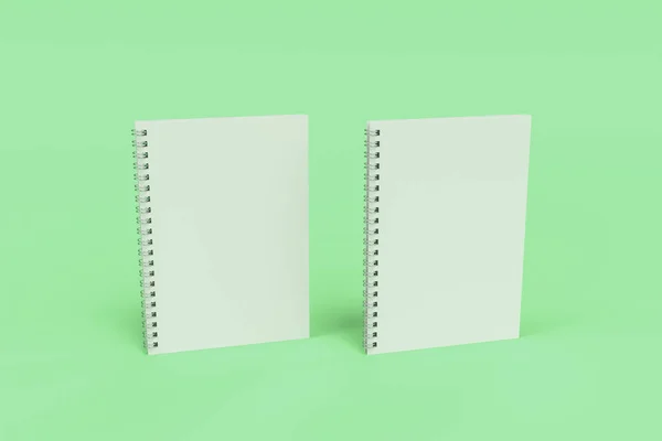 Két jegyzetfüzet, spirál kötött zöld háttér — Stock Fotó
