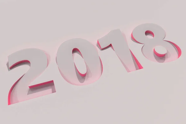2018 numer płaskorzeźba na białej powierzchni z boków czerwony — Zdjęcie stockowe
