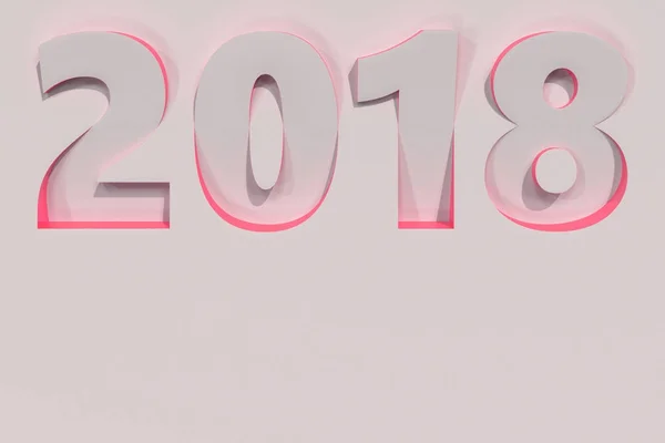 2018 numer płaskorzeźba na białej powierzchni z boków czerwony — Zdjęcie stockowe