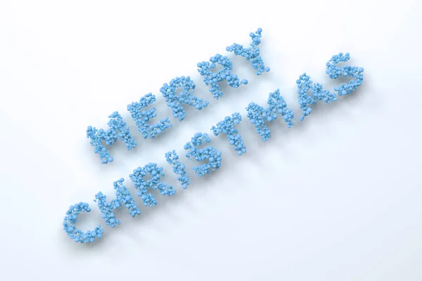 Feliz Navidad palabras de bolas azules sobre fondo blanco — Foto de Stock