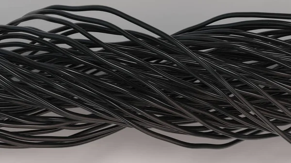 Câbles et fils torsadés noirs sur surface blanche — Photo