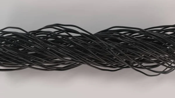 Câbles et fils torsadés noirs sur surface blanche — Photo