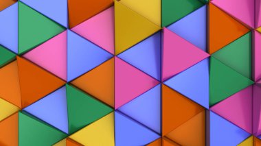 Yeşil, sarı, kahverengi ve mavi üçgen prizmalar paterni