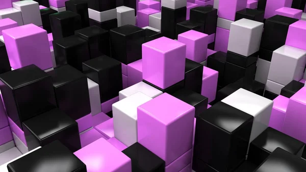 Wall of white, black and purple cubes