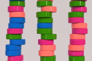 Beyaz backgro mavi, kırmızı ve yeşil silindir tablet paterni