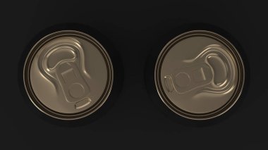 İki küçük siyah ve altın alüminyum soda kutular mockup siyah arka
