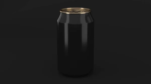 Puste mały czarny i złoty aluminium soda może makieta na czarny ba — Zdjęcie stockowe