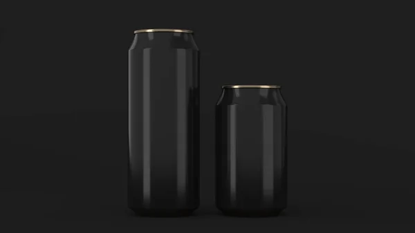 Groot en klein zwart en goud soda cans mockup — Stockfoto