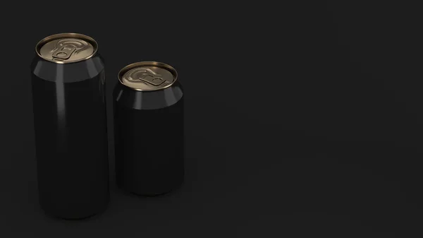 Groot en klein zwart en goud soda cans mockup — Stockfoto