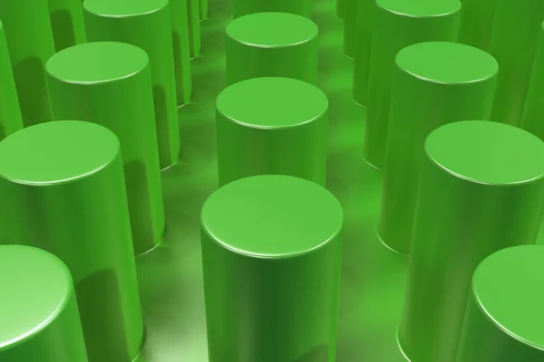 Superfície verde simples com cilindros — Fotografia de Stock