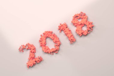 Beyaz zemin üzerine kırmızı sıvı 2018 numarasıyla damla