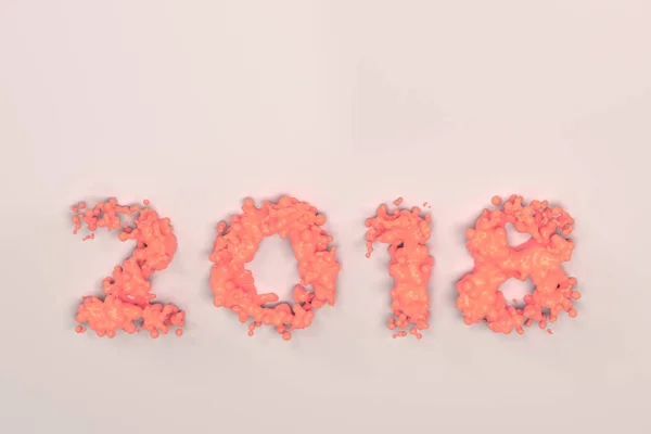 Рідкий червоний номер 2018 року з краплями на білому тлі — стокове фото