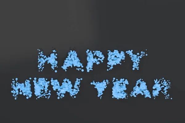 Рідкий синій Щасливі новорічні слова з краплями на чорному тлі — стокове фото