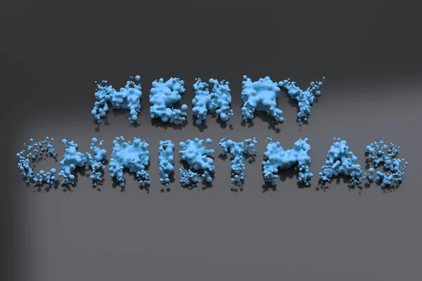 Liquid blauw Merry Christmas woorden met druppels op zwarte achtergrond — Stockfoto