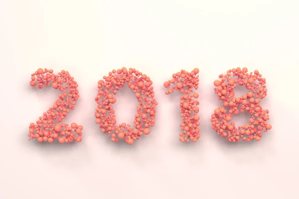 2018 number from red balls on white background — Stock Photo, Image