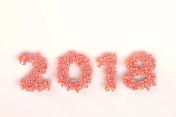 2018 number from red balls on white background — Stock Photo, Image