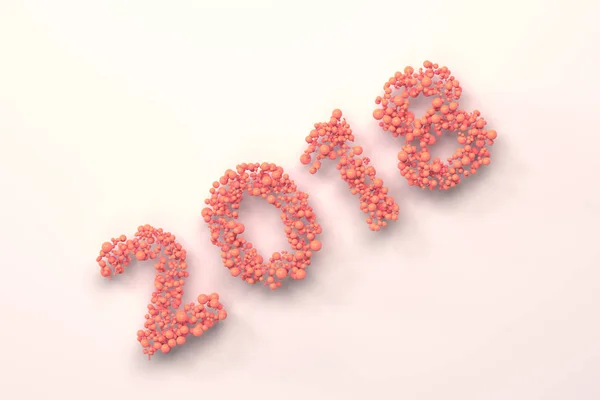 2018 number from red balls on white background — Stock Photo, Image