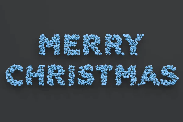 Merry Christmas słowa z niebieskie kule na czarnym tle — Zdjęcie stockowe