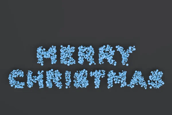 Merry Christmas słowa z niebieskie kule na czarnym tle — Zdjęcie stockowe