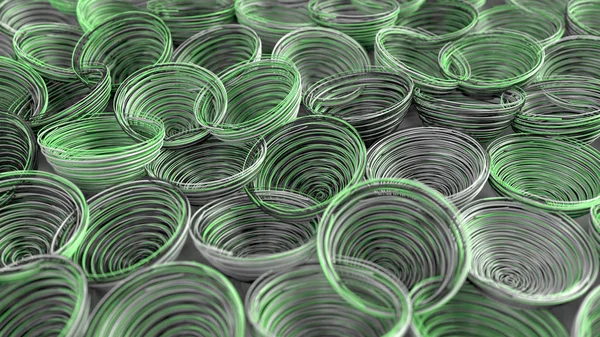Fondo abstracto de bobinas espirales blancas, negras y verdes — Foto de Stock
