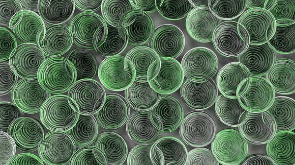 Fundo abstrato de bobinas espirais brancas, pretas e verdes — Fotografia de Stock