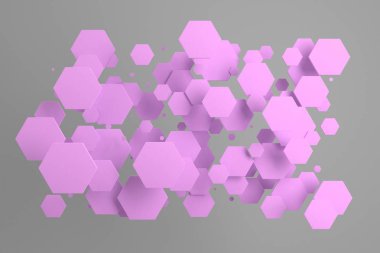 Beyaz arka plan üzerinde rastgele büyüklükteki Menekşe altıgenler