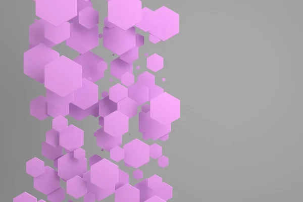 Фиолетовые шестиугольники случайного размера на белом фоне — стоковое фото