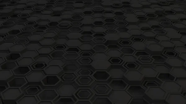 黒い六角形の抽象的な 3 d 背景 — ストック写真