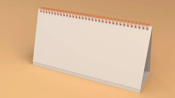 Weiße Tischkalender-Attrappe auf orangefarbener Oberfläche — Stockfoto